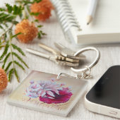 Magnolien und Mohnmalerei Schlüsselanhänger (Vorderseite rechts)