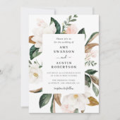 Magnolien und rosa Blume Hochzeitsreise Einladung (Vorderseite)