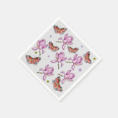 Magnolien und Schmetterlinge, Aquarellmuster Serviette (Ecke)