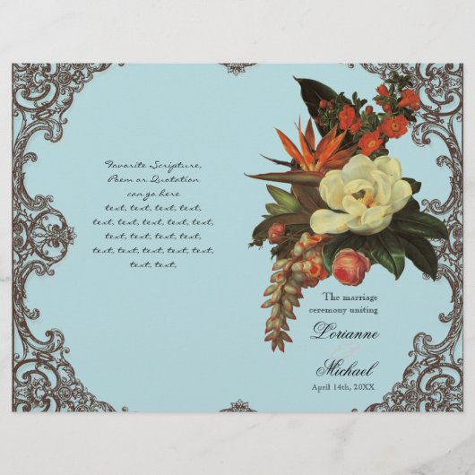 Magnolien und Strelitzie - Hochzeitsprogramm (Vorderseite)