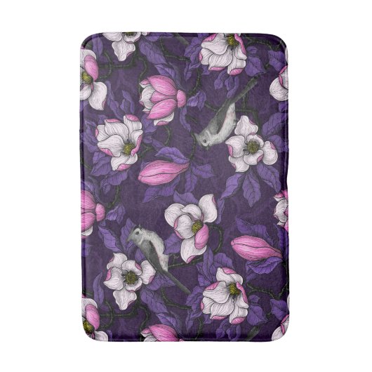 Magnolien und Titmausvogel blühen 4 Badematte (Vorderseite Vertikal)