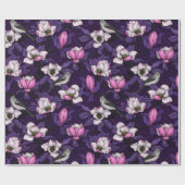 Magnolien und Titmausvogel blühen 4 Geschenkpapier (Flach)