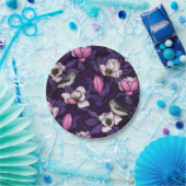 Magnolien und Titmausvogel blühen 4 Pappteller (Party)