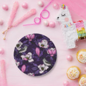 Magnolien und Titmausvogel blühen 4 Pappteller (Party)