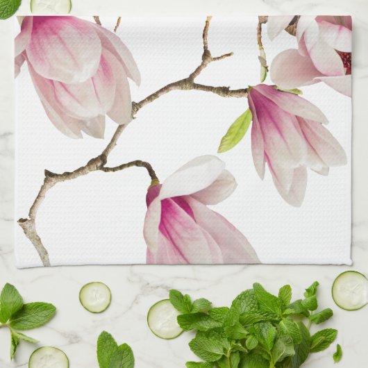 Magnolien-Weiß Geschirrtuch (Gefaltet)