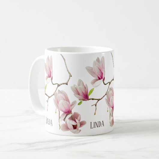Magnolien-Weiß Kaffeetasse (Vorderseite Links)