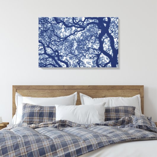 Magnolienbaum - Cyanotypeneffekt Leinwanddruck (Insitu (Schlafzimmer))