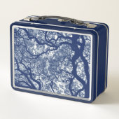 Magnolienbaum - Cyanotypeneffekt Metall Brotdose (Rückseite)