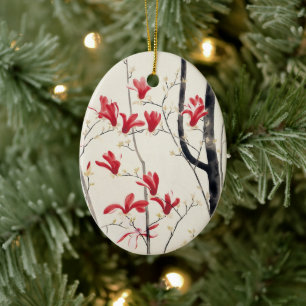 Magnolienbaum von Kobayashi Kokei, Vintage Natur Keramik Ornament