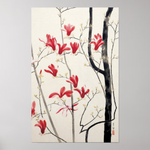 Magnolienbaum von Kobayashi Kokei, Vintage Natur Poster
