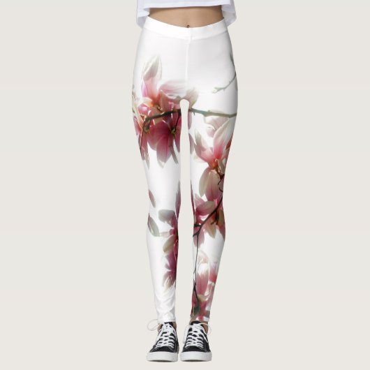 Magnolienblüte Fotodruck Leggings (Vorderseite)