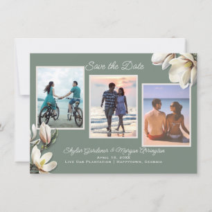 Magnolienblüten Drei Fotos Hochzeit Termin vormerk Save The Date