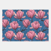 Magnoliengarten auf blau geschenkpapier set (Vorderseite)