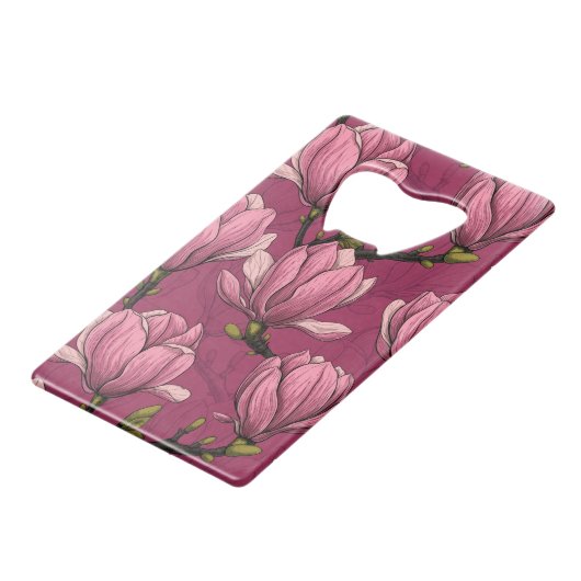 Magnoliengarten Geldbeutel Flaschenöffner (Vorderseite Schrägansicht)