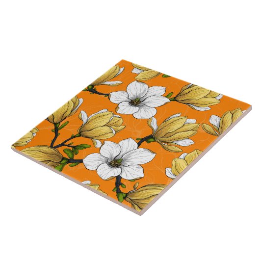 Magnoliengarten in Gelb Fliese (Seite)