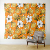 Magnoliengarten in Gelb Wandteppich (Beispiel (Horizontal))