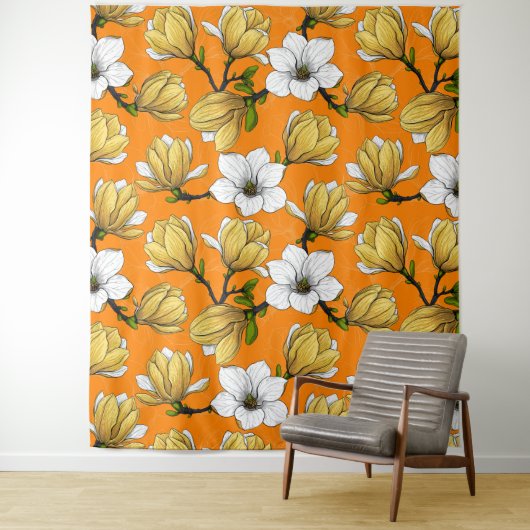 Magnoliengarten in Gelb Wandteppich (Beispiel)