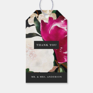 Magnolienmalerei auf Schwarz   Hochzeit Danke Geschenkanhänger