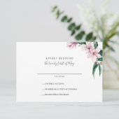 Magnolienmalerei und Blätter | Grau | HochzeitsrSV RSVP Karte (Stehend Vorderseite)