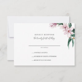 Magnolienmalerei und Blätter | Grau | HochzeitsrSV RSVP Karte