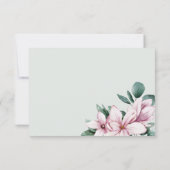Magnolienmalerei und Blätter Silber | HochzeitsrSV RSVP Karte (Rückseite)