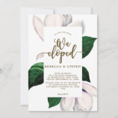 Magnolienmit Blumenmodernes eloped wir Einladung (Vorderseite)