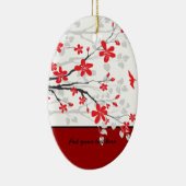 Magnolienzweig und Blume Keramik Ornament (Rechts)