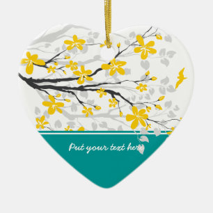 Magnolienzweig und Blume Keramikornament