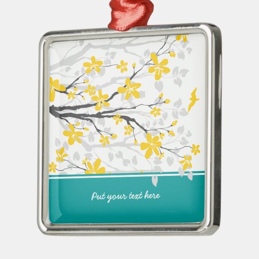 Magnolienzweig und Blume Ornament Aus Metall (Links)