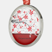 Magnolienzweig und Blume Silbernes Ornament (Links)