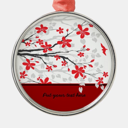 Magnolienzweig und Blume Silbernes Ornament (Vorne)