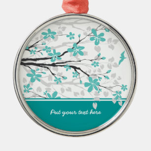 Magnolienzweig und Blumen individuell gefertigter  Silbernes Ornament