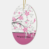 Magnolienzweig und rosa Blume Keramikornament (Links)