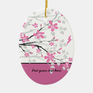 Magnolienzweig und rosa Blume Keramikornament