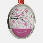 Magnolienzweig und rosa Blume Silbernes Ornament (Rechts)
