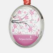 Magnolienzweig und rosa Blume Silbernes Ornament (Links)