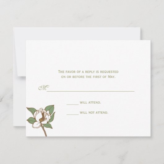 Magnolische Antwortkarte RSVP Karte (Vorderseite)