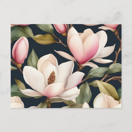 Magnolische Blume in Weiß und Rosa Postkarte (Vorderseite)