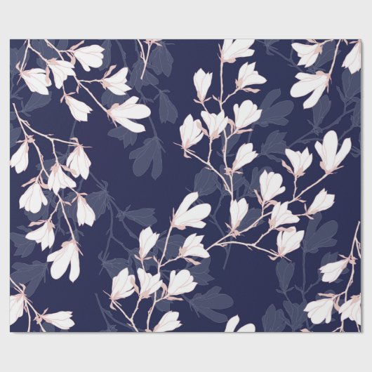 Magnolische Blume nahtloses Muster mit weißer Blum Geschenkpapier (Flach)