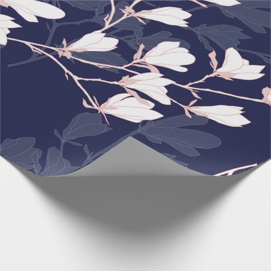 Magnolische Blume nahtloses Muster mit weißer Blum Geschenkpapier (Ecke)