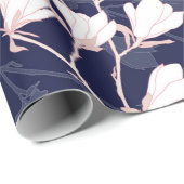 Magnolische Blume nahtloses Muster mit weißer Blum Geschenkpapier (Rolleneckpunkt)
