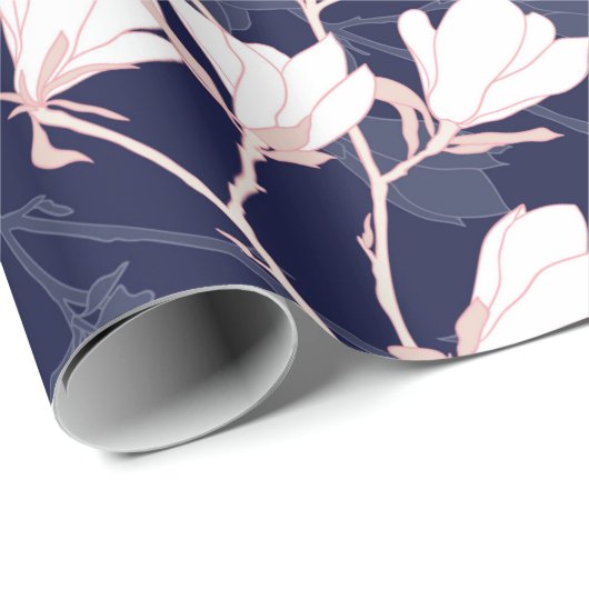 Magnolische Blume nahtloses Muster mit weißer Blum Geschenkpapier (Rolleneckpunkt)