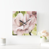 Magnolische Blume Quadratische Wanduhr (Zuhause)