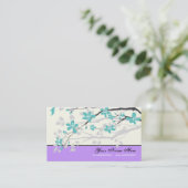 Magnolische Blume Türkis blau lila Visitenkarte (Stehend Vorderseite)