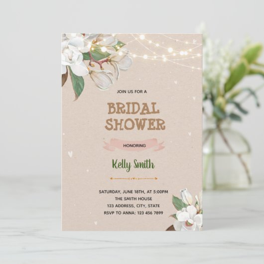 Magnolische Dusche Einladung (Stehend Vorderseite)