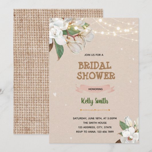 Magnolische Dusche Einladung (Vorne/Hinten)