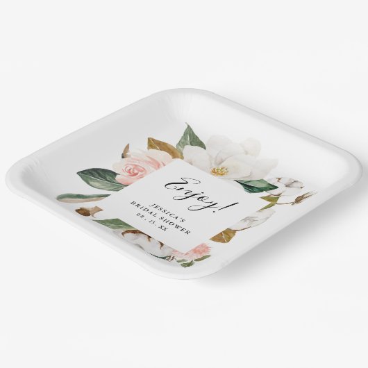 Magnolische Wasserfarbe Brautparty Pappteller (Gewinkelt)