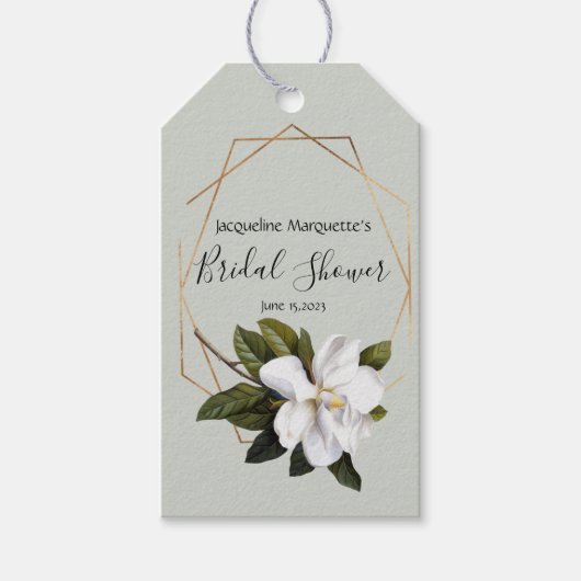 Magnolisches Brautparty mit Gold und Sage Geschenkanhänger (Vorderseite)