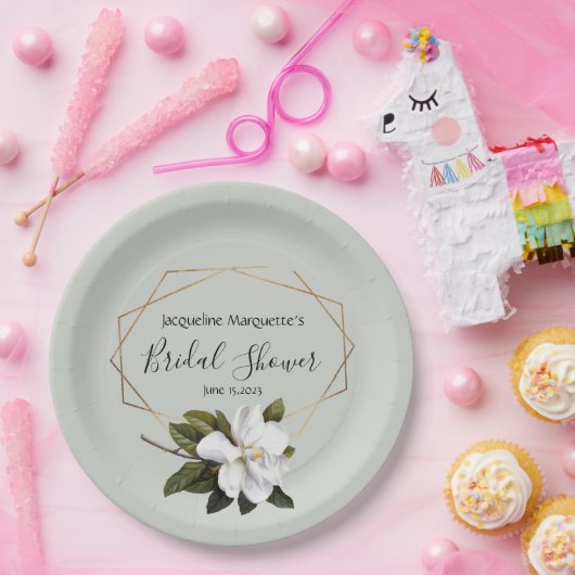 Magnolisches Brautparty mit Gold und Sage Pappteller (Party)