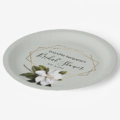 Magnolisches Brautparty mit Gold und Sage Pappteller (Schrägansicht)